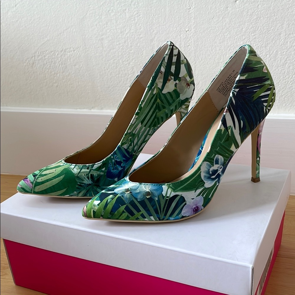 Floral Green Stiletto Heels